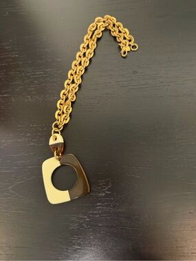 Vintage Banana Republic Gold Tone Women's Chain Necklace with Two-Tone Pendant